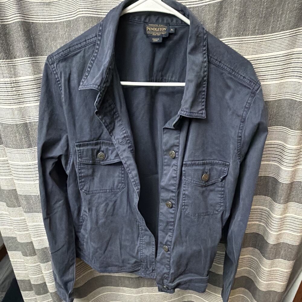 Pendleton Womens XL Chino Twill Jacket Mood Indigo Blue Cotton Stretch Utility